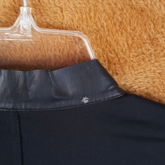 LAFAYETTE 148 Womens Top Size 6 Black Button Up Shirt Faux Leather Trim Stretch - Picture 7 of 11